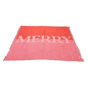 SHIRALEAH Chicago NEW Merry Throw Blanket Christmas Holiday Quiet Luxury